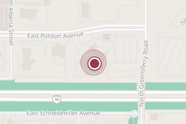 Street map around 1900 E Polston Ave, Post Falls, with a pin at ABRA Auto Body Post Falls