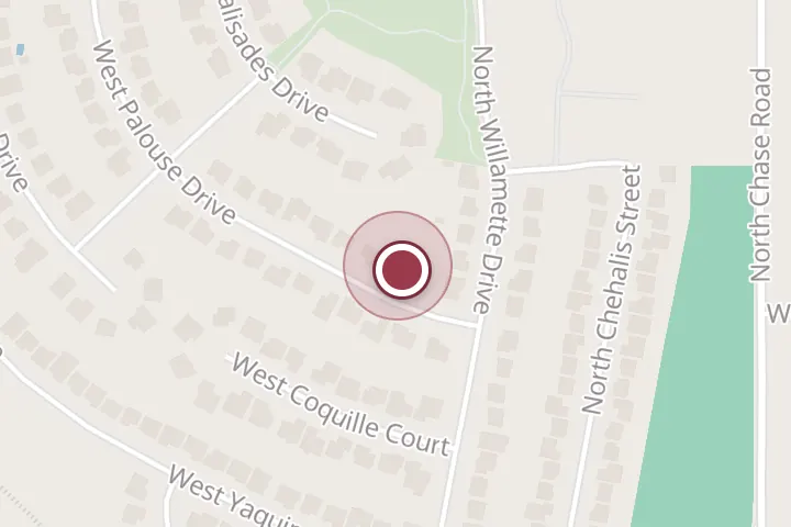 Street map around 1075 W Palouse Dr, Post Falls, with a pin at AC/DC Cleaning Services