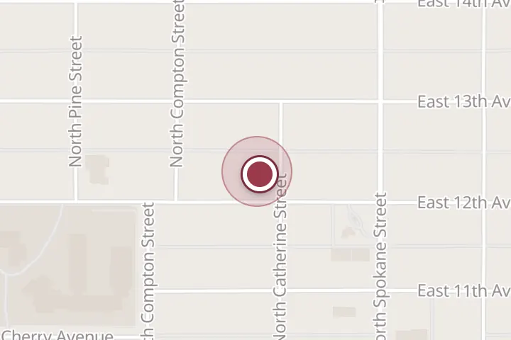 Street map around #1985, Post Falls, with a pin at AM Construction