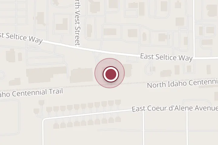 Street map around 1616 E Seltice Way #219, Post Falls, with a pin at American National Insurance Company: Helen Mossman