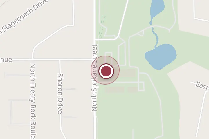 Street map around 3200 N Spokane St #104, Post Falls, with a pin at Anchored Coffee & Bakery