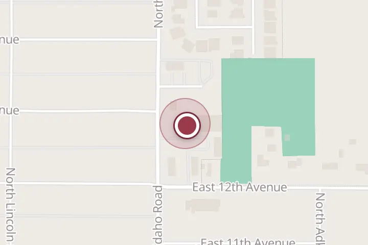 Street map around 1224 N Idaho St Ste 4, Post Falls, with a pin at Apex Roofing