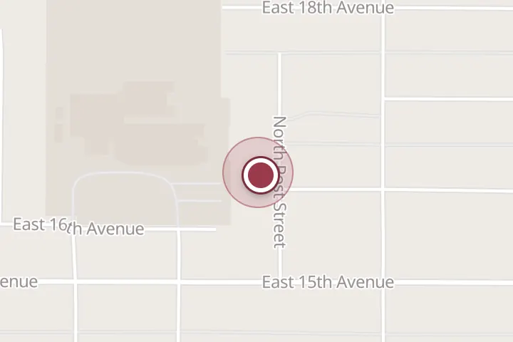 Street map around 1603 N Post St, Post Falls, with a pin at Atlas Fabrication & Construction
