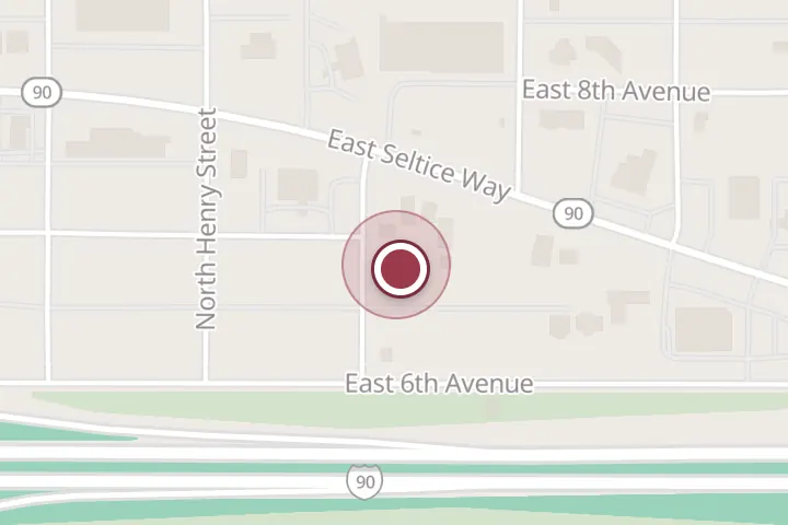 Street map around 620 N Post St Ste 205, Post Falls, with a pin at Beautymark by Samantha