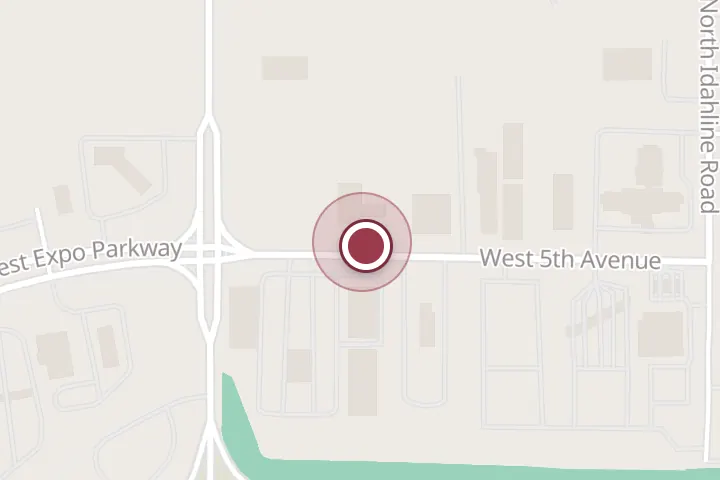 Street map around 3879 W 5th Ave, Post Falls, with a pin at Bikini Coffee