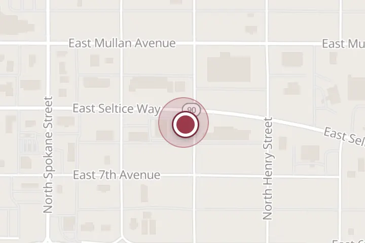 Street map around 256 E Seltice Way, Post Falls, with a pin at Bob's 21 Club