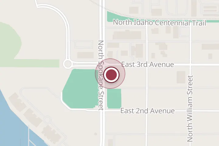Street map around 220 N Spokane St, Post Falls, with a pin at Brew Bar PNW