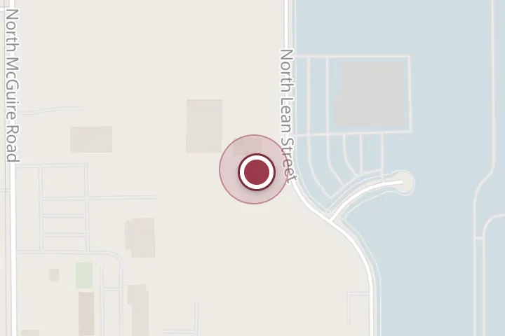 Street map around 1133 N Lean St, Post Falls, with a pin at Budget Arbor & Logging