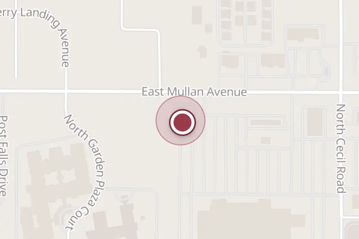 Street map around 2926 E Mullan Ave, Post Falls, with a pin at Burger King
