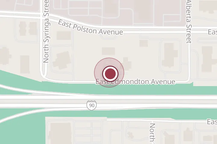 Street map around 1581 E Edmonton Ave, Post Falls, with a pin at Clear Direction LLC