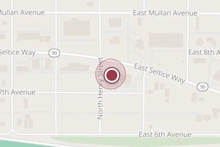 Street map around 402 E Seltice Way, Post Falls, with a pin at Club Tequila