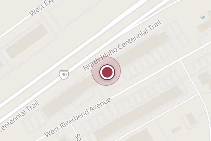 Street map around 4290 W Riverbend Ave, Post Falls, with a pin at Croc Coatings, LLC