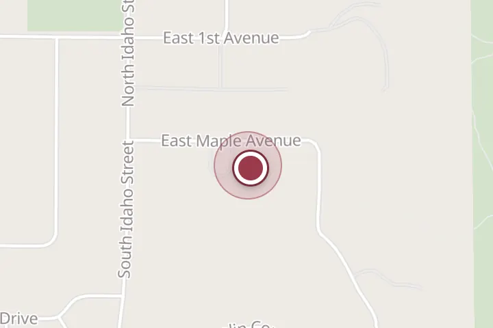 Street map around 900 E Maple Ave, Post Falls, with a pin at Cut-N-Dried Hair Design