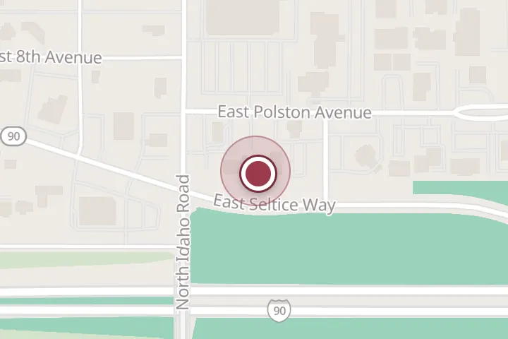 Street map around 806 E Polston Ave Ste A, Post Falls, with a pin at Dain Adams - Idaho Farm Bureau Insurance Agent