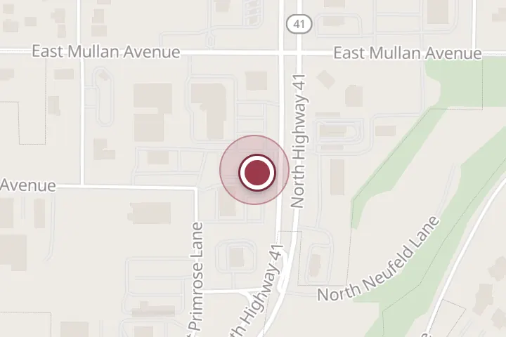 Street map around 725 ID-41, Post Falls, with a pin at Del Taco