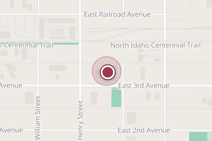 Street map around 413 E 3rd Ave, Post Falls, with a pin at Do-It-Right auto repair