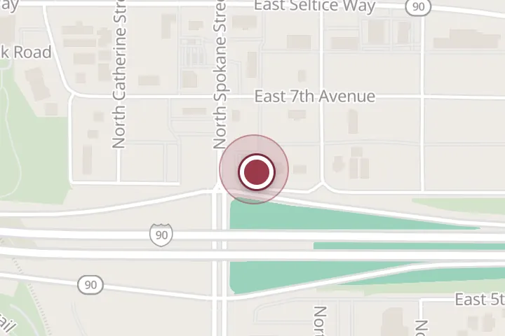 Street map around 606 N Spokane St, Post Falls, with a pin at Domino's Pizza