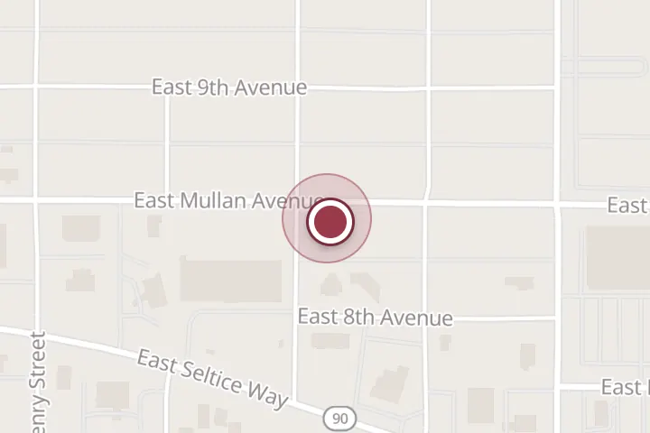 Street map around 802 N Lincoln St, Post Falls, with a pin at Dougherty & Associates