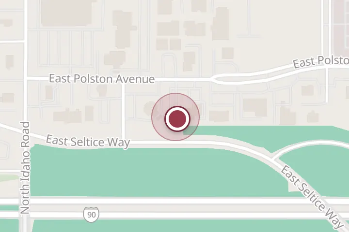 Street map around 1100 E Polston Ave, Post Falls, with a pin at Dr. Sunnshine Welton