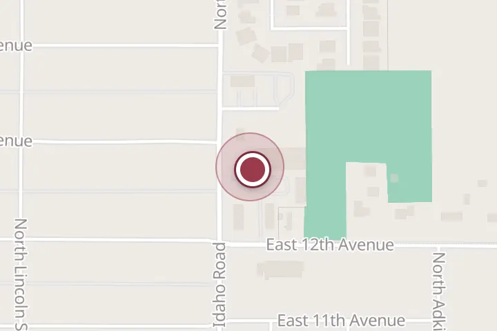 Street map around 1224 N Idaho St Ste 10, Post Falls, with a pin at Dr. Sylvia Tripp DC, CCSP