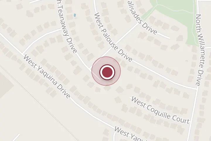 Street map around 1876 Teanaway Dr, Post Falls, with a pin at EcoTek Pest Control