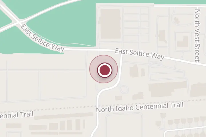 Street map around 1500 E Seltice Way, Post Falls, with a pin at Fu-Ki Japanese Steakhouse