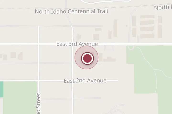 Street map around 906 E 3rd Ave, Post Falls, with a pin at Giltner Tree Care