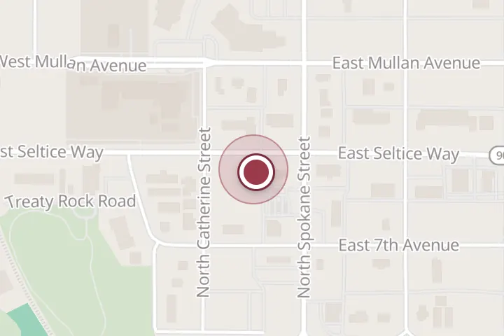 Street map around 106 W Seltice Way, Post Falls, with a pin at Golden Dragon Restaurant | Chinese