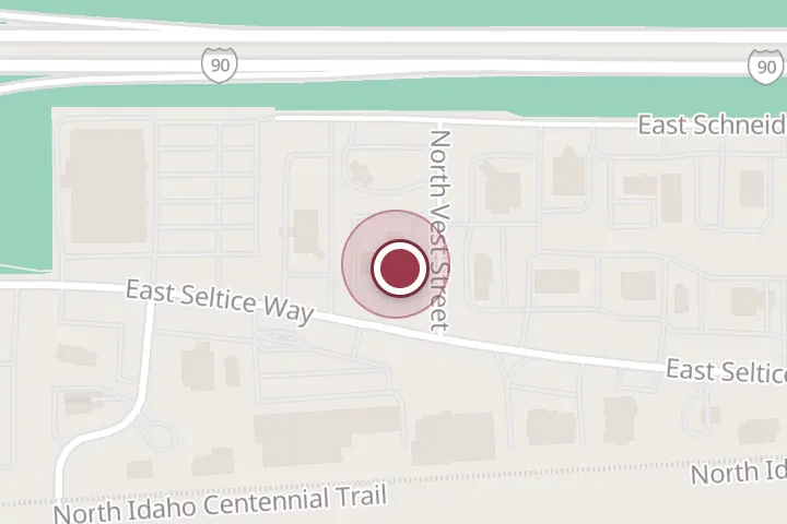 Street map around 1603 E Seltice Way C, Post Falls, with a pin at Gross Donuts