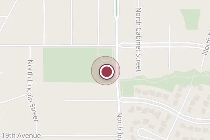 Street map around 2017 N Idaho St, Post Falls, with a pin at Hilde Kellogg Field
