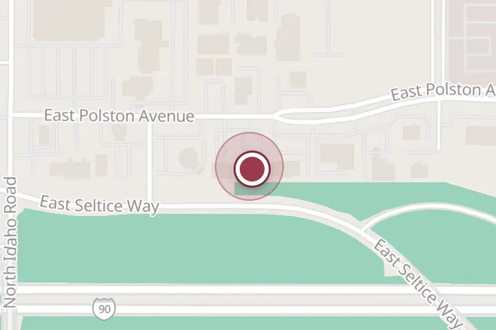 Street map around 1110 E Polston Ave Ste 3, Post Falls, with a pin at Idaho Pain Clinic
