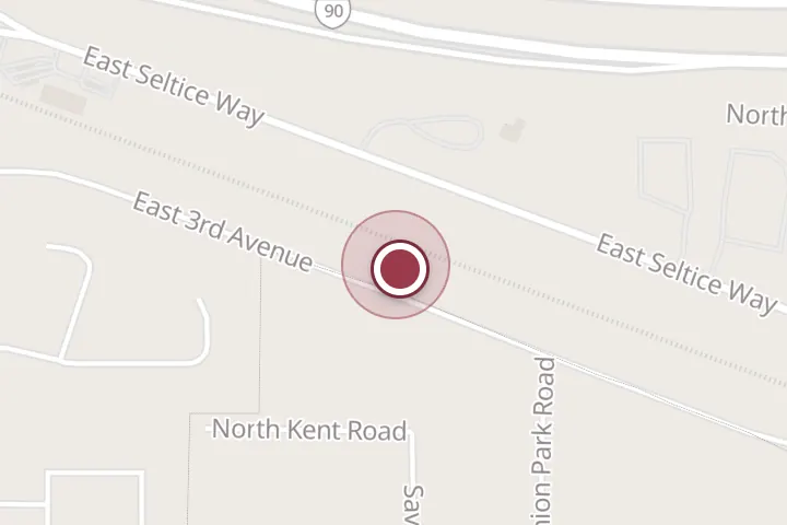 Street map around 4315 E 3rd Ave, Post Falls, with a pin at Inland Pacific Coatings, LLC