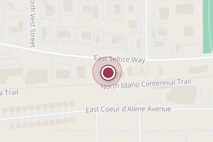 Street map around 1650 E Seltice Way, Post Falls, with a pin at Jiffy Lube