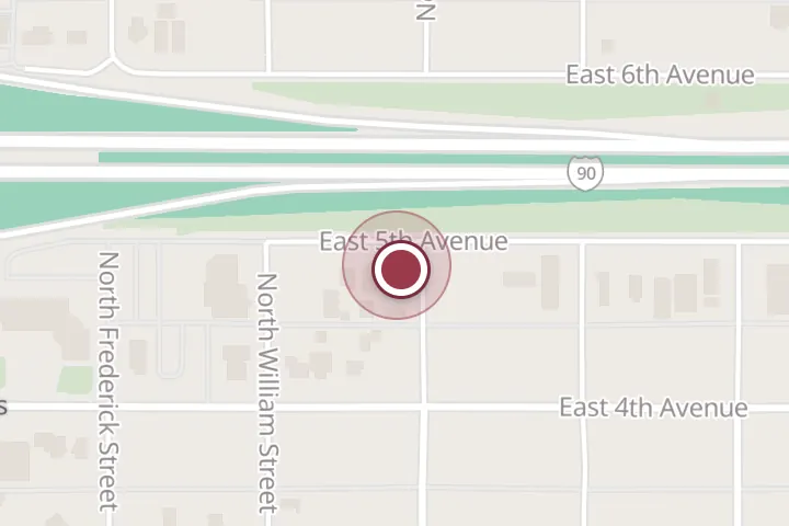 Street map around 417 N Henry St Ste 1, Post Falls, with a pin at JMJ Pediatrics