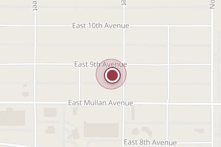 Street map around 506 E 9th Ave, Post Falls, with a pin at Joemyster's A Salon