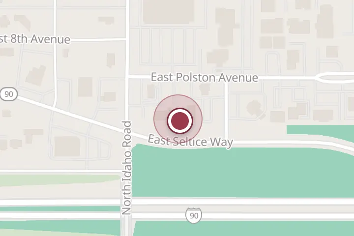 Street map around 806 E Polston Ave Suite B, Post Falls, with a pin at Joseph Richards - Idaho Farm Bureau Insurance Agent