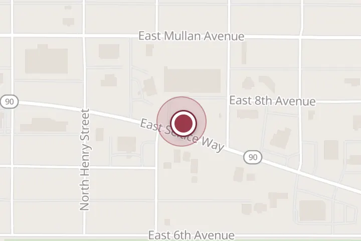 Street map around 501 E Seltice Way, Post Falls, with a pin at JTH