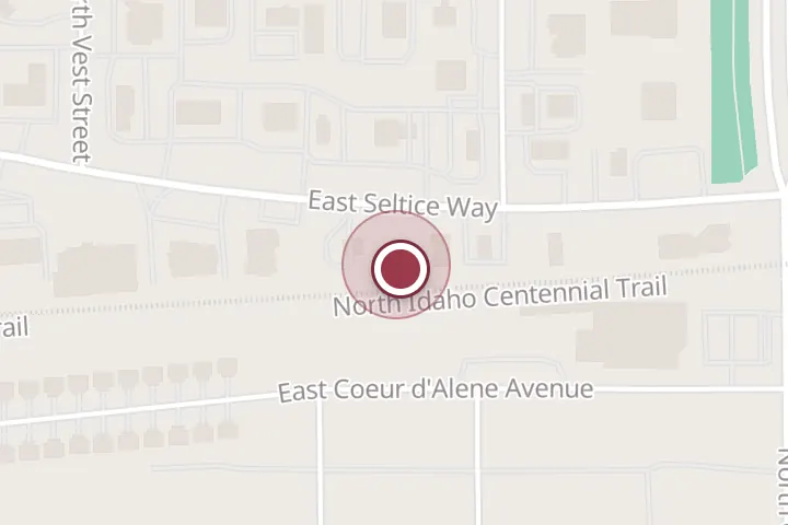 Street map around 1704 E Seltice Way, Post Falls, with a pin at Kevin G Rogers, DVM