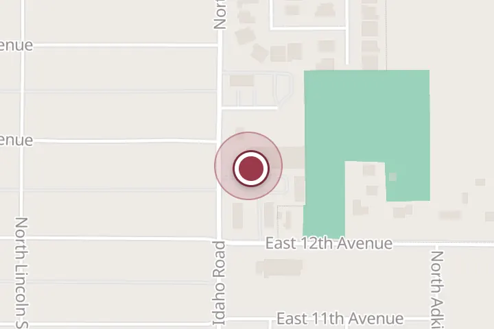 Street map around 1224 N Idaho St Ste 10, Post Falls, with a pin at Kinetic Chiropractic and Massage