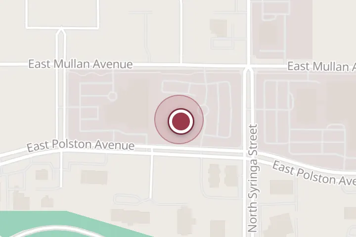 Street map around 1300-1440, 1440 E Mullan Ave, Post Falls, with a pin at Kootenai Cancer Center: Davenport David E MD