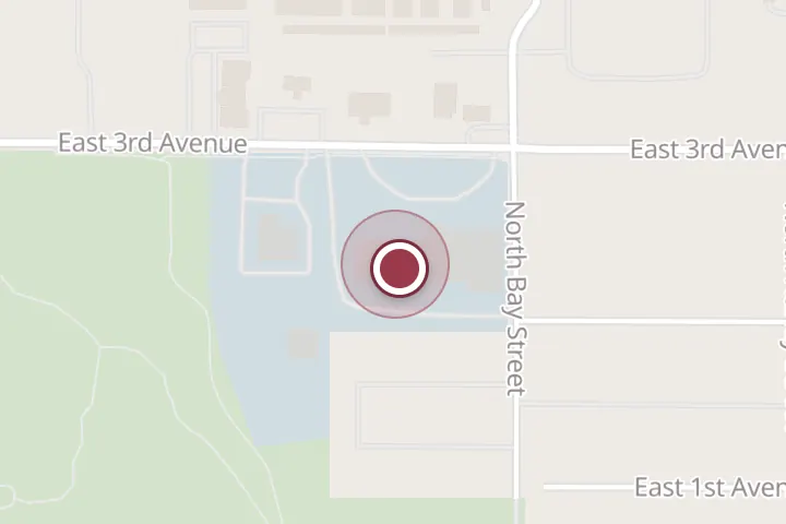 Street map around 1420 E 3rd Ave, Post Falls, with a pin at Lake City Accounts