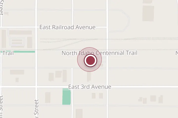 Street map around 309 N Lincoln St Ste A2, Post Falls, with a pin at Lashes By Jessica
