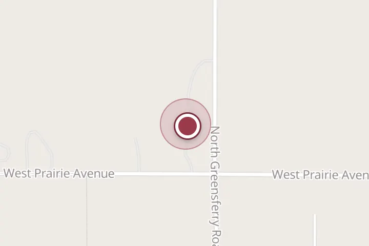 Street map around 9637 W Prairie Ave, Post Falls, with a pin at Leo Neal Asphalt Paving