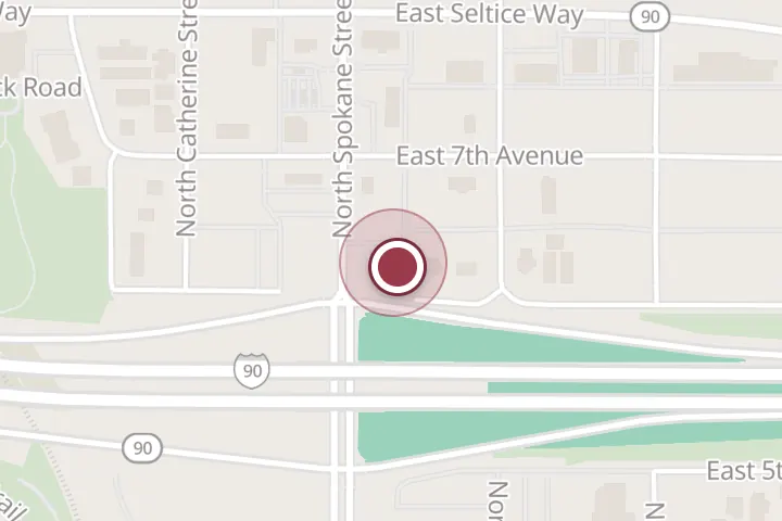Street map around 810 N Henry St, Post Falls, with a pin at Mary J. White, DC