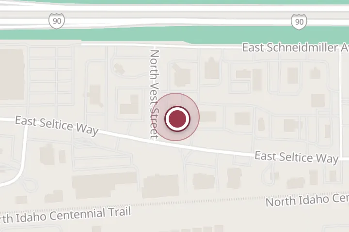Street map around 1615 E Seltice Way, Post Falls, with a pin at McDonald's