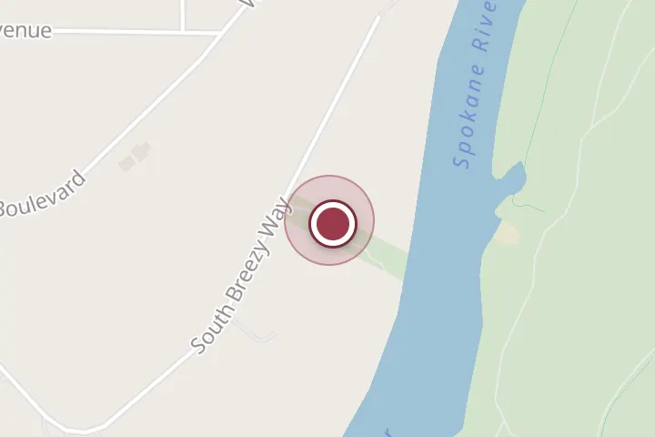 Street map around 1201 Breezy Wy Rd, Post Falls, with a pin at McGuire Park