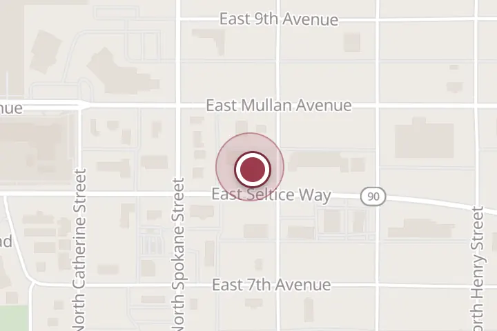 Street map around 131 E Seltice Way, Post Falls, with a pin at Mega Insurance Agency