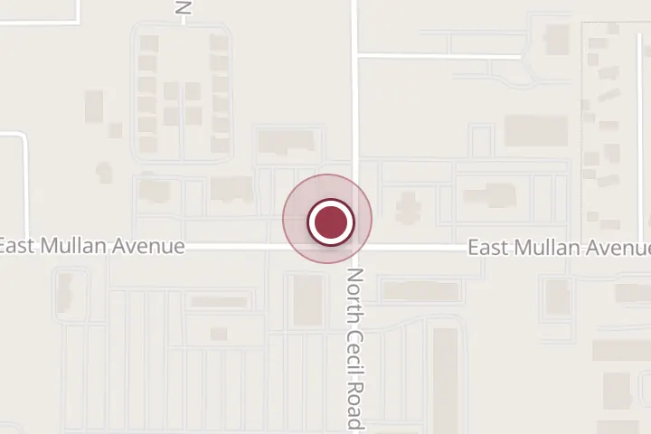 Street map around 3165 E Mullan Ave, Post Falls, with a pin at Milk and Honey Coffee Post Falls