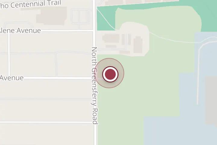 Street map around 300 N Greensferry Rd, Post Falls, with a pin at Millennium Skate Park