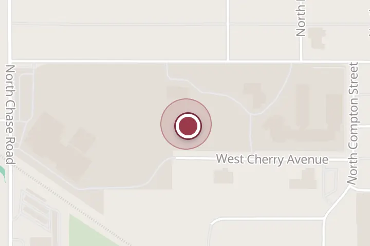 Street map around 317 W Cherry Ave, Post Falls, with a pin at Minuteman Football Field